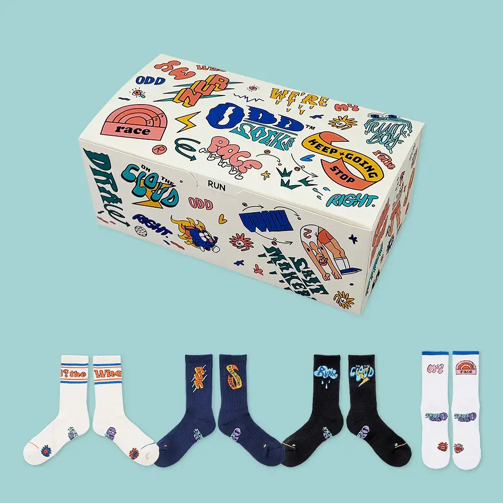 [선물세트] 오드삭스 쿨맥스 러닝 크루 삭스 B타입 4개입 세트 (M/L)